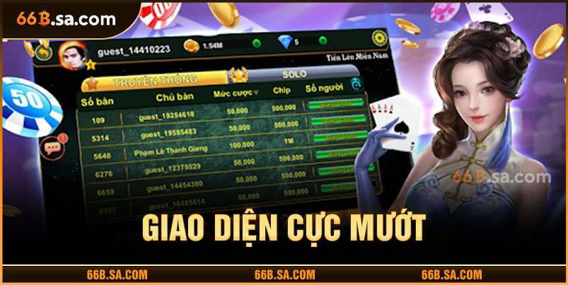 Giao diện game bài trực tuyến cực mướt